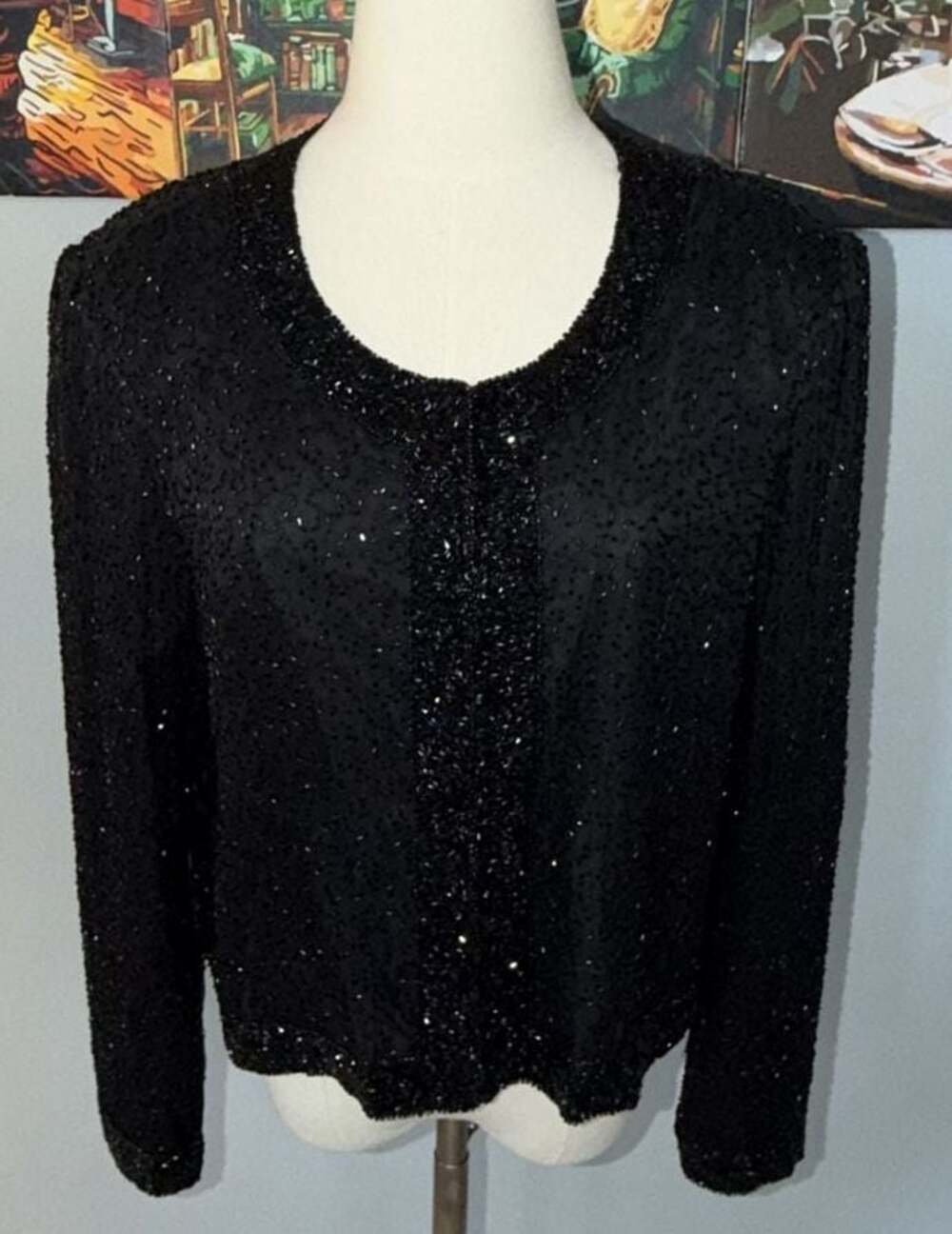 Vintage Sténay 100% Silk Beaded Evening Jacket